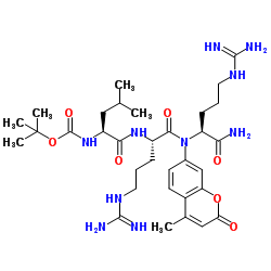 N-[叔丁氧羰基]-L-亮氨酰-L-精氨酰-N-(4-甲基-2-氧代-2H-1-苯并吡喃-7-基)-L-精氨酰胺结构式