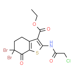 Ethyl 6,6-dibromo-2-[(chloroacetyl)amino]-7-oxo-4,5,6,7-tetrahydro-1-benzothiophene-3-carboxylate结构式