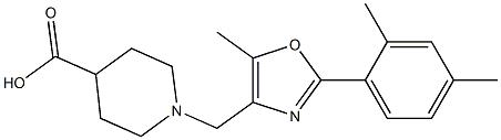 1-((2-(2,4-dimethylphenyl)-5-methyloxazol-4-yl)methyl)piperidine-4-carboxylic acid Structure