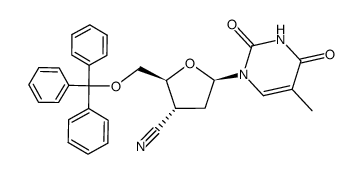 1-(3'-cyano-2',3'-dideoxy-5'-O-trityl-β-D-erythro-pentofuranosyl)thymine Structure