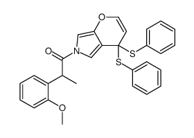 1-[4,4-bis(phenylsulfanyl)pyrano[2,3-c]pyrrol-6-yl]-2-(2-methoxyphenyl)propan-1-one结构式
