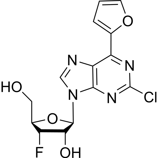 2-Chloro-6-(furan-2-yl) purine-beta-D-(3’-deoxy-3’-fluoro)-riboside Structure