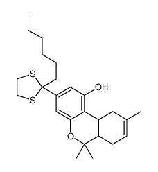 (6aR,10aR)-3-(2-hexyl-1,3-dithiolan-2-yl)-6,6,9-trimethyl-6a,7,10,10a-tetrahydrobenzo[c]chromen-1-ol Structure