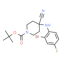叔-丁基 4-((2-溴-4-氟苯基)氨基)-4-氰基哌啶-1-甲酸基酯结构式