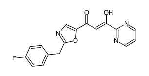 1-[2-[(4-fluorophenyl)methyl]-1,3-oxazol-5-yl]-3-hydroxy-3-pyrimidin-2-ylprop-2-en-1-one结构式
