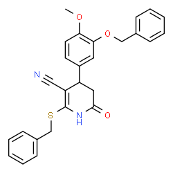 4-(3-(benzyloxy)-4-methoxyphenyl)-2-(benzylthio)-6-oxo-1,4,5,6-tetrahydropyridine-3-carbonitrile Structure