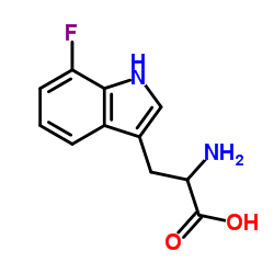 2-氨基-3-(7-氟-1H-吲哚-3-基)丙酸结构式
