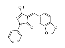 (4Z)-4-(1,3-benzodioxol-5-ylmethylidene)-1-phenylpyrazolidine-3,5-dione结构式