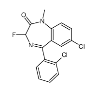 3-Fluoro-7-chloro-5-(2-chlorophenyl)-1,3-dihydro-1-methyl-2H-1,4-benzodiazepin-2-one Structure