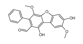 1,7-Dihydroxy-4,8-dimethoxy-3-phenyl-2-dibenzofurancarbaldehyde结构式