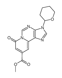 7-oxo-3-tetrahydropyran-2-yl-3,7-dihydro-pyrido[2,1-i]purine-9-carboxylic acid methyl ester结构式