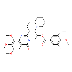 Benzoic acid,3,4,5-trimethoxy-,1-(1-piperidinylmethyl)-2-(6,7,8-trimethoxy-4-oxo-2-propyl-3(4H)-quinazolinyl)ethyl ester结构式