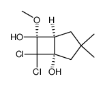 (1S,5S,6R)-7,7-dichloro-6-methoxy-3,3-dimethylbicyclo[3.2.0]heptane-1,6-diol结构式