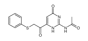 2-acetamido-6-((phenylthio)acetyl)-4(1H)-pyrimidinone Structure