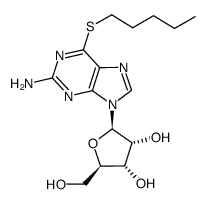 2-Amino-6-n-amylthio-9-β-D-ribofuranosylpurine Structure