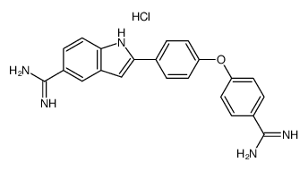 2-[4-(4-carbamimidoylphenoxy)phenyl]-1H-indole-5-carboximidamide dihydrochloride Structure