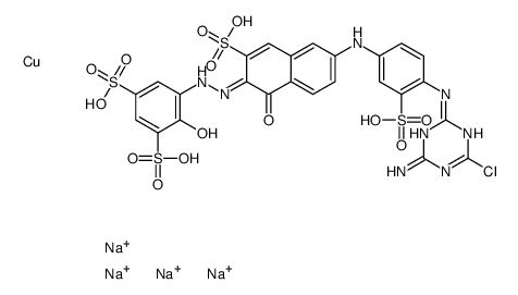 tetrasodium,5-[(2Z)-2-[6-[4-[(4-amino-6-chloro-1,3,5-triazin-2-yl)amino]-3-sulfoanilino]-1-oxo-3-sulfonaphthalen-2-ylidene]hydrazinyl]-4-hydroxybenzene-1,3-disulfonic acid,copper Structure