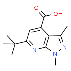 6-(叔丁基)-1,3-二甲基-1H-吡唑并[3,4-b]吡啶-4-羧酸结构式