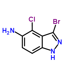 3-Bromo-4-chloro-1H-indazol-5-amine结构式