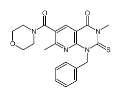 Morpholine, 4-((1,2,3,4-tetrahydro-3,7-dimethyl-4-oxo-1-(phenylmethyl)-2-thioxopyrido(2,3-d)pyrimidin-6-yl)carbonyl)- Structure