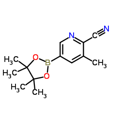 3-methyl-5-(4,4,5,5-tetramethyl-1,3,2-dioxaborolan-2-yl)pyridine-2-carbonitrile structure