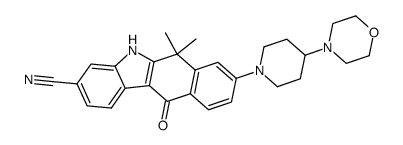 6,6-dimethyl-8-(4-Morpholinopiperidin-1-yl)-11-oxo-6,11-dihydro-5H-benzo[b]carbazole-3-carbonitrile structure