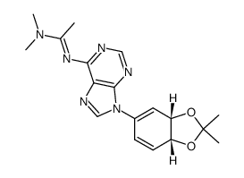 (+/-)-9-((3'R,4'S)-3',4'-(isopropylidenedioxy)-1',5'-cyclohexadienyl)-N6-(1-(dimethylamino)ethylidene)adenine Structure