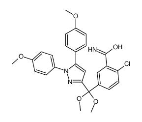 5-[[1,5-bis(4-methoxyphenyl)pyrazol-3-yl]-dimethoxymethyl]-2-chlorobenzamide Structure