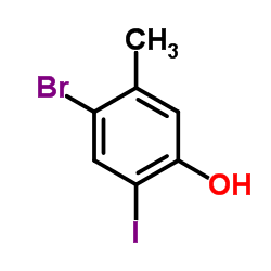 4-Bromo-2-iodo-5-methylphenol结构式