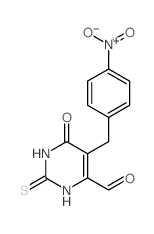 4-Pyrimidinecarboxaldehyde,1,2,3,6-tetrahydro-5-[(4-nitrophenyl)methyl]-6-oxo-2-thioxo- Structure