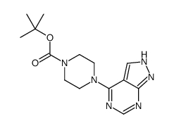 4-(1H-吡唑并[3,4-d]-4-嘧啶)-哌嗪-1-羧酸叔丁酯结构式