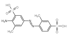 Benzenesulfonic acid,2-amino-3-methyl-5-[2-(2-methyl-4-sulfophenyl)diazenyl]-, sodium salt (1:2) Structure