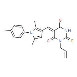 (5Z)-5-{[2,5-dimethyl-1-(4-methylphenyl)-1H-pyrrol-3-yl]methylidene}-1-(prop-2-en-1-yl)-2-thioxodihydropyrimidine-4,6(1H,5H)-dione Structure