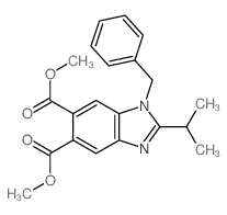 1H-Benzimidazole-5,6-dicarboxylicacid, 2-(1-methylethyl)-1-(phenylmethyl)-, 5,6-dimethyl ester结构式