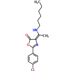 (4E)-2-(4-Chlorophenyl)-4-[1-(hexylamino)ethylidene]-1,3-oxazol-5(4H)-one Structure