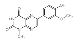 2,4(1H,3H)-Pteridinedione,6-(4-hydroxy-3-methoxyphenyl)-1-methyl- structure