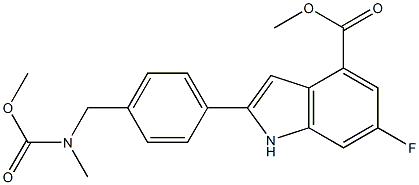 methyl 6-fluoro-2-(4-(((methoxycarbonyl)(methyl)amino)methyl)phenyl)-1H-indole-4-carboxylate结构式