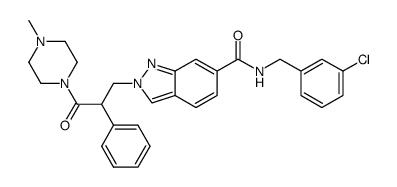 N-(3-Chlorobenzyl)-2-[3-(4-methylpiperazin-1-yl)-3-oxo-2-phenylpropyl]-2H-indazole-6-carboxamide结构式