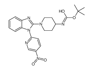 {1-[1-(5-Nitro-pyridin-2-yl)-1H-benzoimidazol-2-yl]-piperidin-4-yl}-carbamic acid tert-butyl ester structure