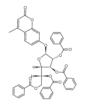 4-methylcoumarin-7-yl 2,3,4,6-tetra-O-benzoyl-β-D-galactofuranoside结构式