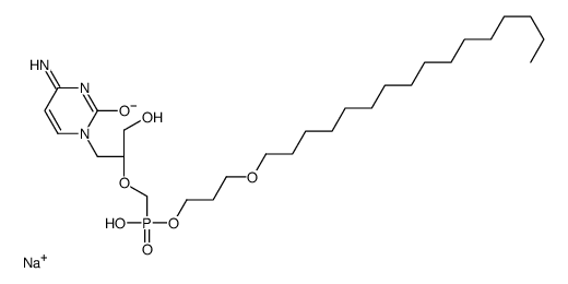 sodium,[(2S)-1-(4-amino-2-oxopyrimidin-1-yl)-3-hydroxypropan-2-yl]oxymethyl-(3-hexadecoxypropoxy)phosphinate结构式