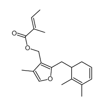 4-Methyl-2-[(2,3-dimethyl-2,6(1)-cyclohexadiene-1-yl)methyl]-3-[[[(Z)-2-methyl-2-butenoyl]oxy]methyl]furan结构式