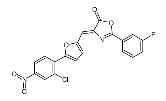 (4Z)-4-[[5-(2-chloro-4-nitrophenyl)furan-2-yl]methylidene]-2-(3-fluorophenyl)-1,3-oxazol-5-one结构式