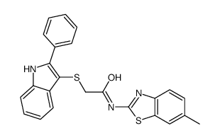 N-(6-methyl-1,3-benzothiazol-2-yl)-2-[(2-phenyl-1H-indol-3-yl)sulfanyl]acetamide Structure