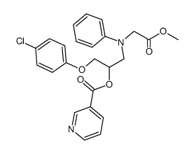 Nicotinic acid 1-(4-chloro-phenoxymethyl)-2-(methoxycarbonylmethyl-phenyl-amino)-ethyl ester Structure