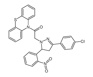 2-[5-(4-chlorophenyl)-3-(2-nitrophenyl)-3,4-dihydropyrazol-2-yl]-1-phenothiazin-10-ylethanone结构式