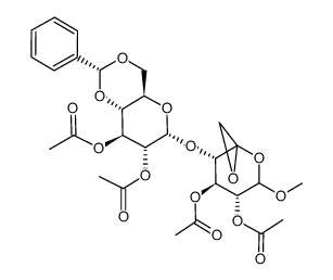 methyl (5R,S)-2,3-di-O-acetyl-4,6-O-benzylidene-α-D-glucopyranosyl-(1->4)-2,3-di-O-acetyl-5,6-anhydro-5-hydroxy-α,β-D-xylo-hexopyranoside Structure