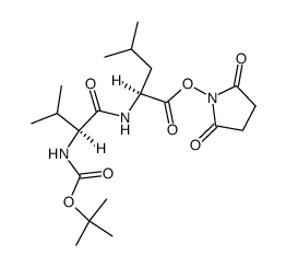N-Boc-L-缬氨酰-L-亮氨酰N-羟基琥珀酰亚胺结构式