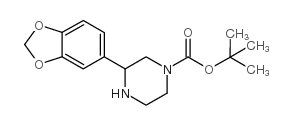 3-苯并[1,3]二氧杂环戊烯-5-甲哌丙嗪-1-羧酸叔丁酯结构式