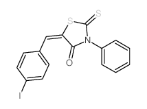 5-[(4-iodophenyl)methylidene]-3-phenyl-2-sulfanylidene-thiazolidin-4-one structure